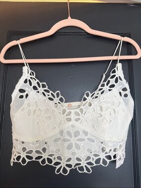 Free People Ivory Floral Cutout Lace Bandeau Bralette